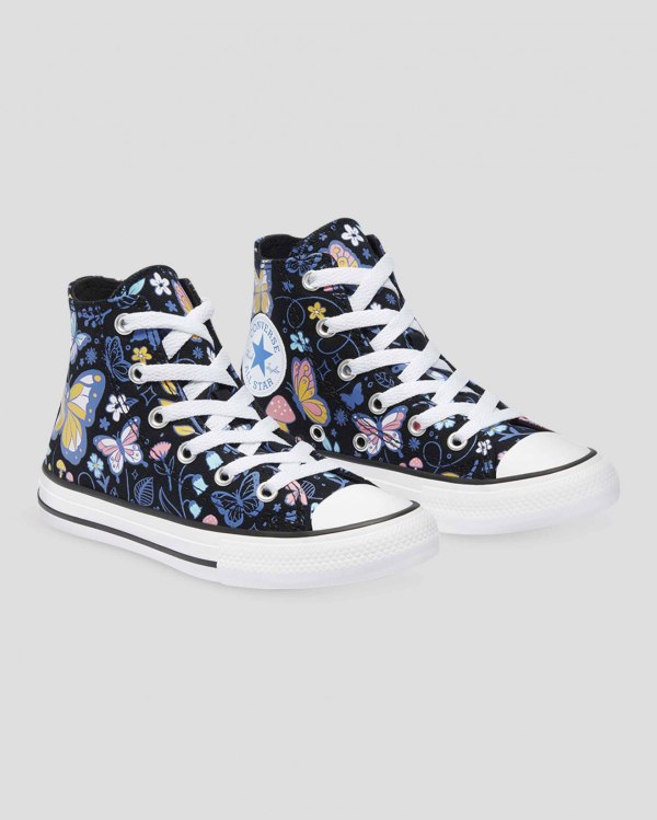 Converse Chuck Taylor All Star Butterfly Fun Sort Sko Danmark - Converse Høje Sneakers Børn - 40139U